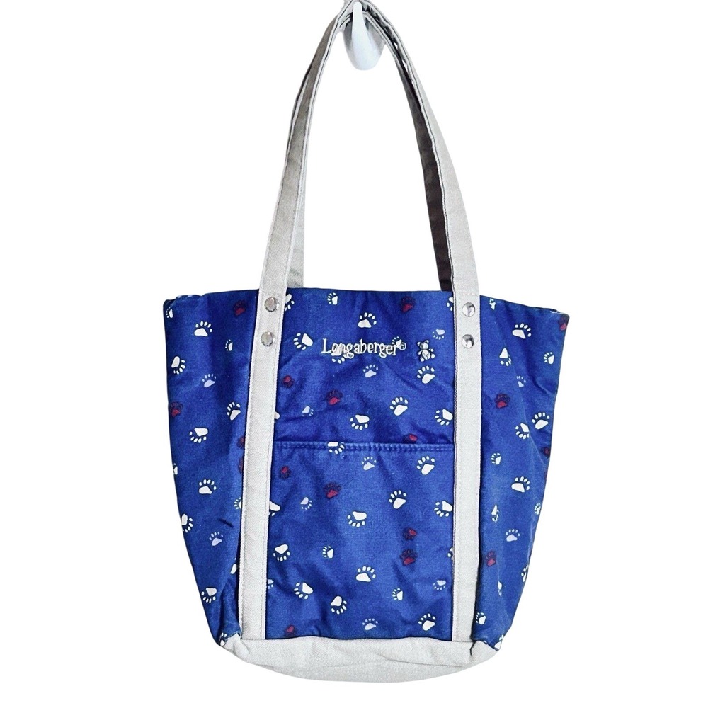 Vintage Longaberger Boyds Bears Paw Print‎ Fabric Small Tote Bag